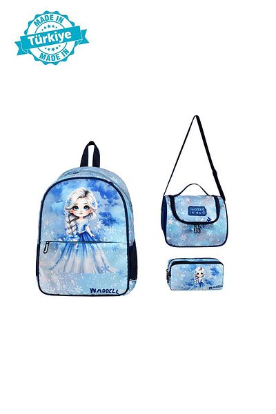 çantamgelsin waddell Rucsac pentru grădiniță preșcolară cu tematică Ice Girl, cutie de prânz și suport pentru stilou, set de 3 bucăți pentru grădiniță