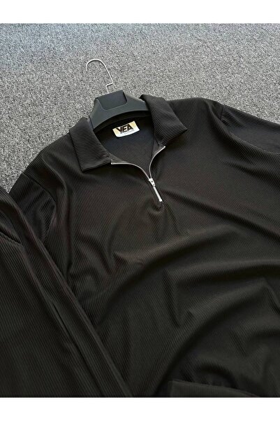 tetramoda Ottoman Ribbed Half Zip Polo Neck T-Shirt Pants and Shorts Set 3-Piece Set