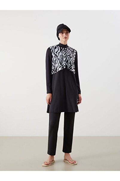 LC Waikiki Women's Hijab Swimsuit Set with High Collar Pattern