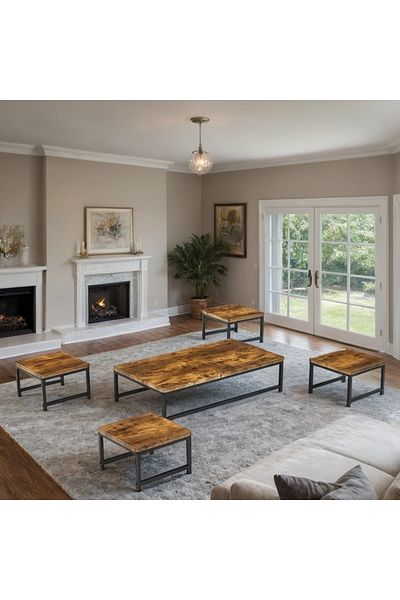 Ch 5-piece floor wood tea table set