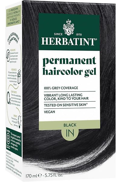 Herbatint Permanent Hair Dye For Women - 1N Black - For Up To 100% Gray Coverage - Ammonia-Free, Alc