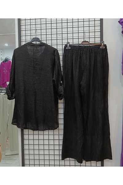Butik Şans Pocket Detailed Shirt Trousers Italian Linen Suit