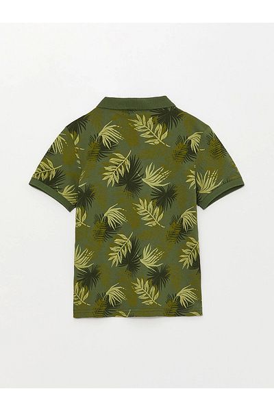 LC Waikiki Lcw Kids Green Polo Neck Printed Short Sleeve Boys T-Shirt