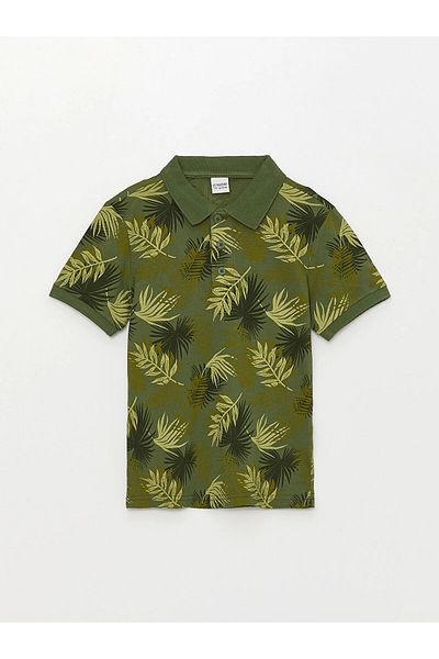 LC Waikiki Lcw Kids Green Polo Neck Printed Short Sleeve Boys T-Shirt