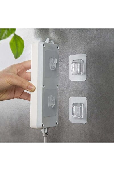 btm home 4’lü Çift Taraflı Yapışkanlı Klips | Eşya Sabitleme Askısı – Şeffaf Geçmeli Aparat