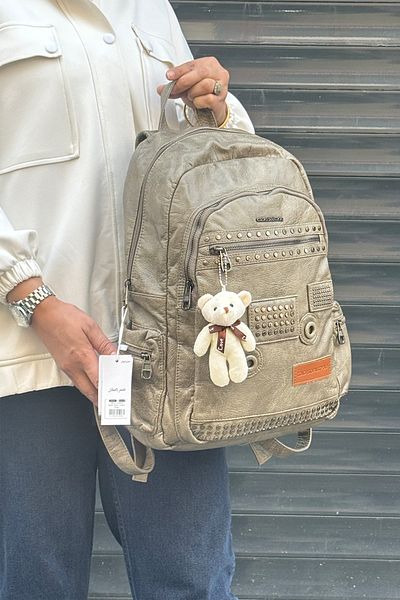 Just Polo Washing Leather Multi-Compartment Backpack