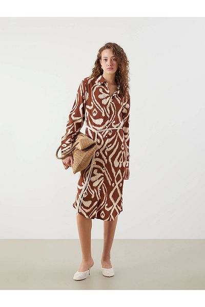 LC Waikiki Lcwaikiki Classic Orange Print Women's Shirt Tunic