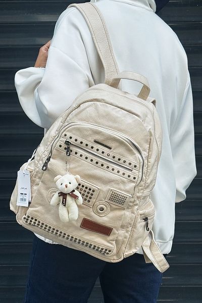 Just Polo Washing Leather Multi-Compartment Backpack