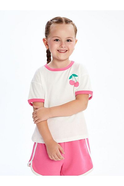 LC Waikiki Lcw Kids Cherry Printed Girl's T-Shirt and Shorts 2-Pack