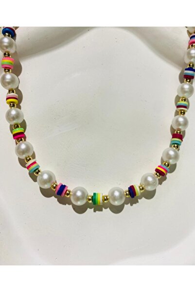 KANERUZ Yazın Modası Çok Renkli Fimolu İncili Kolye