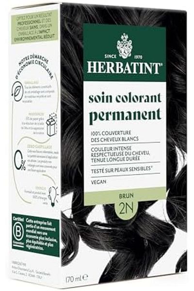 Herbatint Permanent Hair Colour Treatment 2N Brown - 170 ml | Ammonia-Free, 100% White Hair Coverage