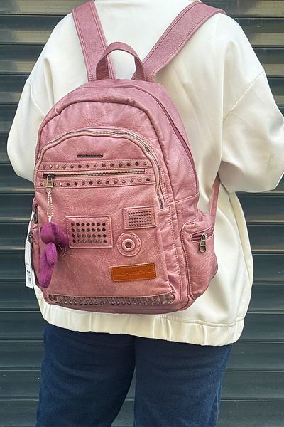 Just Polo Washing Leather Multi-Compartment Backpack