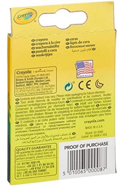 Crayola Wax Colouring Crayons - Assorted Colours (Pack of 8), A Must-Have for All Kids Arts and Craf