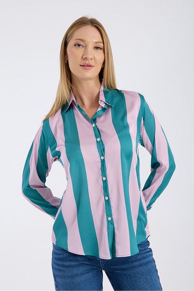 Reji Long Striped Satin Shirt