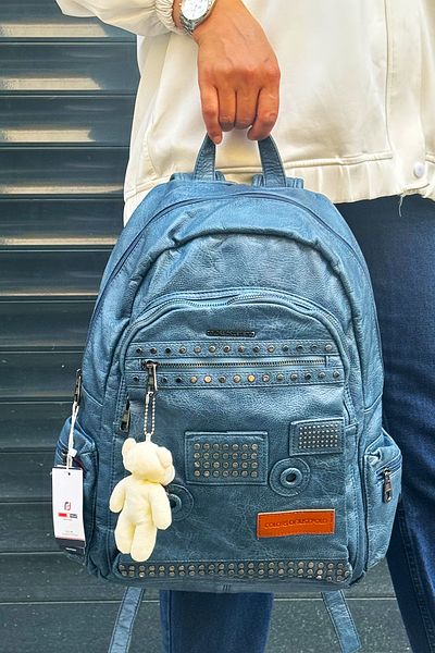 Just Polo Washing Leather Multi-Compartment Backpack