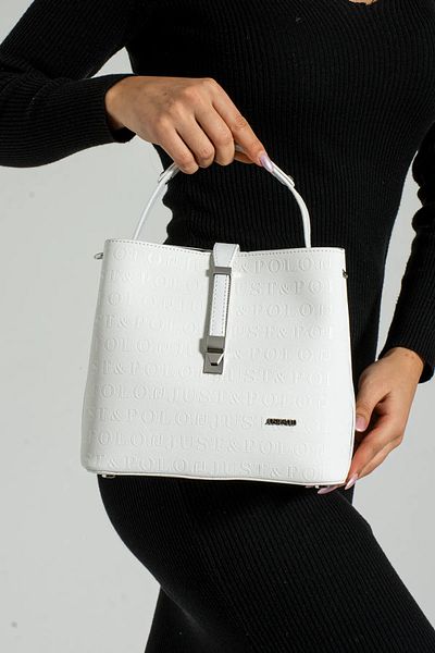 Just Polo Women's White Waterproof Medium Size 3 Compartment Hand & Shoulder Bag 344002Pc