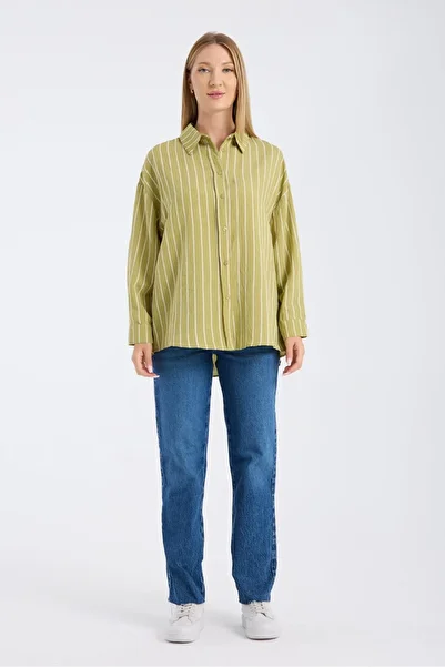 Reji Double Striped Floor Color Oversize Casual Shirt