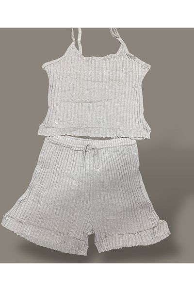 SATTENS Summer Drawstring Strap Shorts Women's Crop Ruffle Shorts Suit