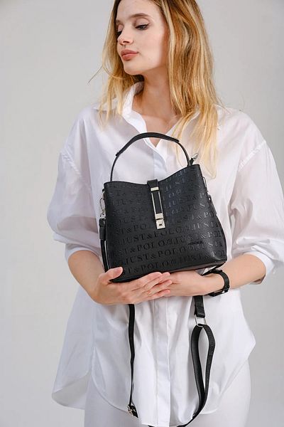 Just Polo Women's Black Waterproof Medium Size 3 Compartment Hand & Shoulder Bag 344002Pc