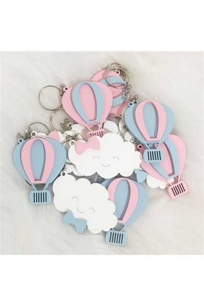 AllFayLazer Personal 12 Pcs Cloud and Balloon Themed Keychain Birthday Gift Newborn