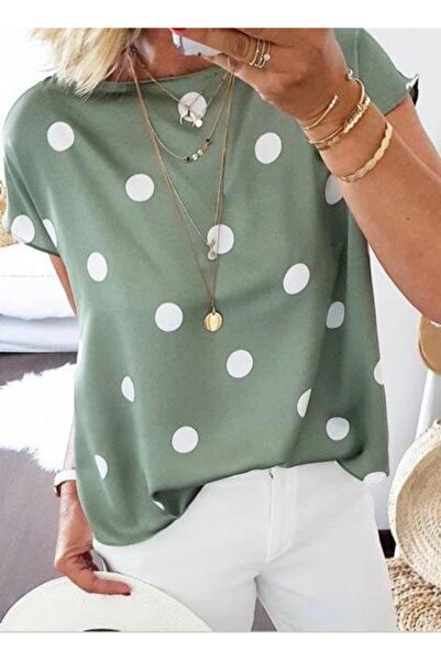 JANES Bluză de damă Moskrep din țesătură cu buline