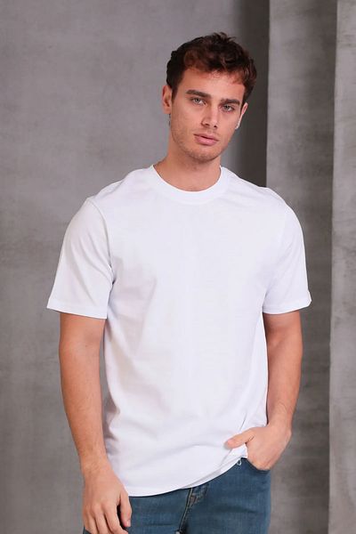 Viyamo Ανδρικό μπλουζάκι Relax Fit Crew Neck 100% βαμβακερό άνετο κομμένο βασικό μπλουζάκι