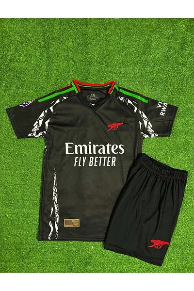 After Party Arsenal 2024/25 New Season Kai Havertz Away Kids Jersey Set of 2 (Black) Vs Singlet Ag
