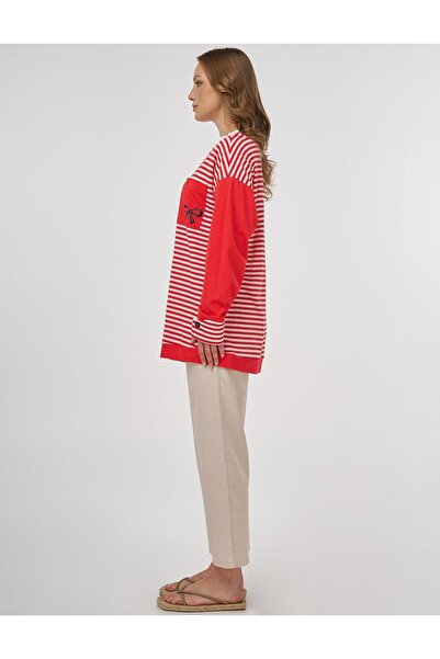 Kayra Φούτερ από 100% βαμβάκι με οπτικό εμπριμέ κόκκινο