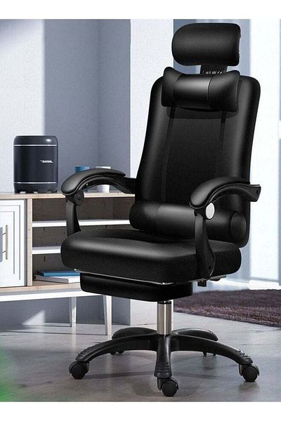 COOYA Reclinable Computer Office Chair, with retractable footrest and Reclining Function, for home, balck