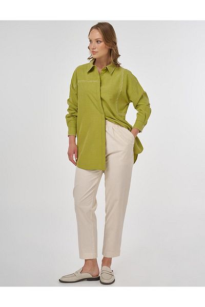 Kayra Punto Stitched Modal Tunic Pistachio Green