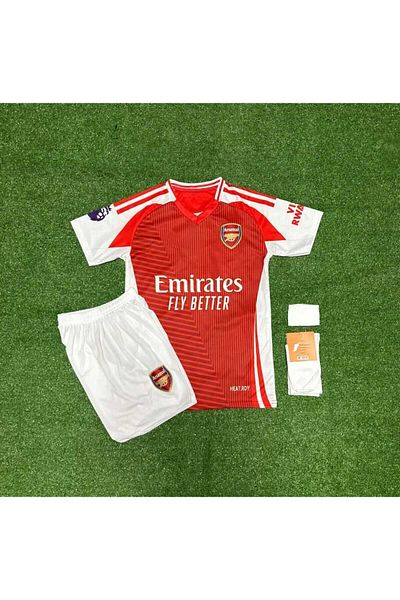 After Party Arsenal 2025-26 New Season Declan Rice Home Kids Jersey Set of 4 Vs Sports Singlet