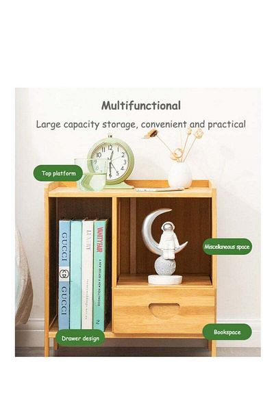 COOYA Nightstand End Side Table with 2-Drawer and Open She, for Bedroom Home Office Bedside Cabinets