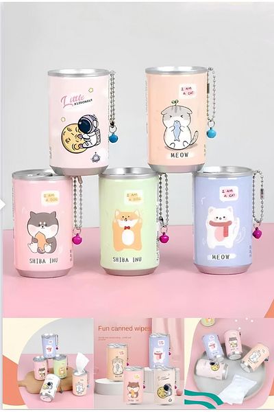 Wolawood Cute Coke Can Shaped Sweet, Cute Wet Wipes Keychain Travel Bag Ornament Mini Pocket Tissue