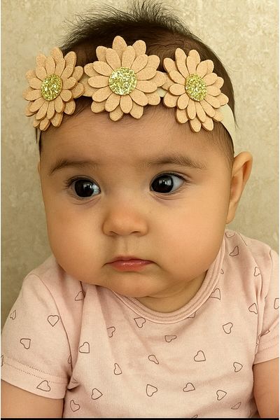 damlakidsmoda Κοριτσάκι μπαντάνα λουλούδι μπεζ Camel floral μπαντάνα