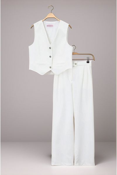 Asortix Girl's 2 Piece Set with Buttoned Vest and Wide Leg Pants