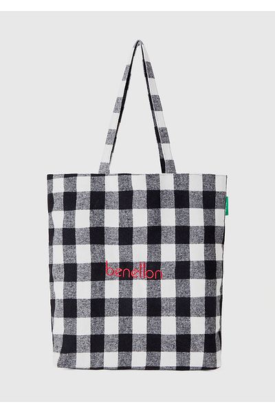 United Colors of Benetton Unisex Red Plaid Tote Bag