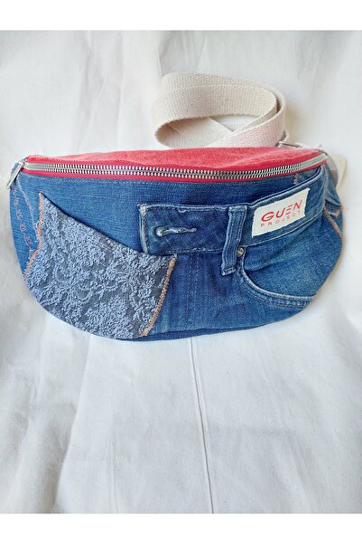 GUENBAG Denim Kumaş, çift gözlü ayarlanabilir askılı Bel çantası / omuz çantası