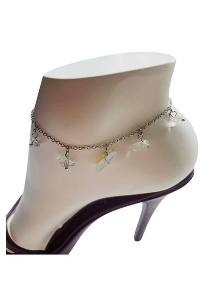 GALATA GIFT Natural Stone Anklet/Bracelet, 20-22cm Extension Chain with 5 Natural Stones Accessories-Card