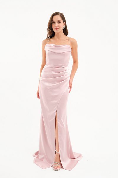 Lafaba Women's Powder Stone Strap Long Promise Engagement Evening Dress