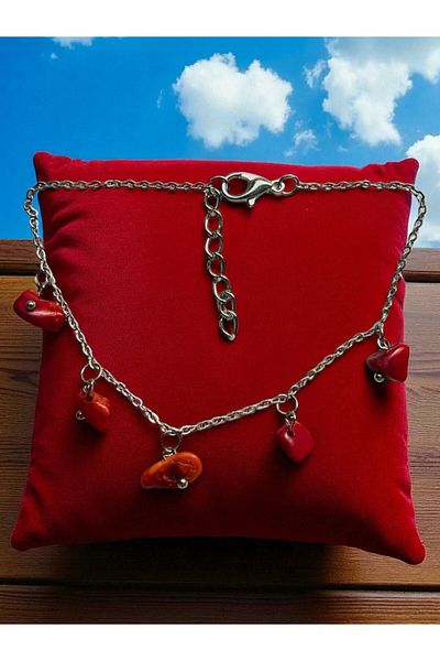 GALATA GIFT Natural Stone Anklet/Bracelet, 20-22cm Extension Chain with 5 Natural Stones Accessories-Card