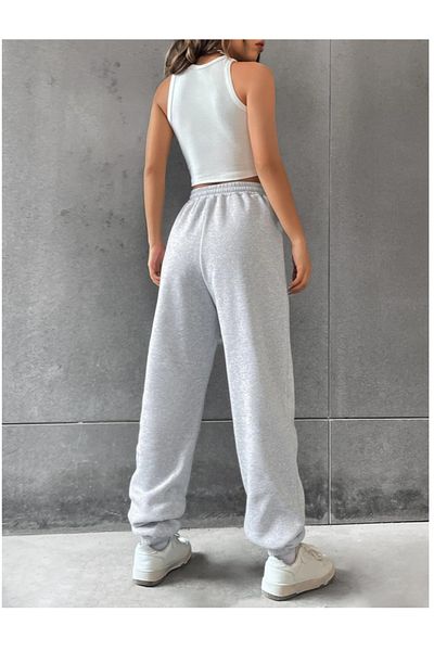 CANDERO Pantaloni de sport pentru femei, gri JOGGER, supradimensionați, îmbrăcăminte sportivă, de calitate, cu croiala largi, pantaloni de sport din țesătură confortabilă, YUS
