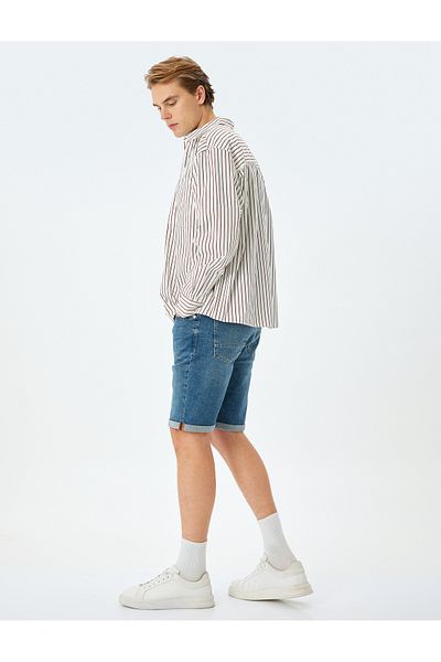 Koton Folded Leg Bermuda Slim Fit Jean Shorts