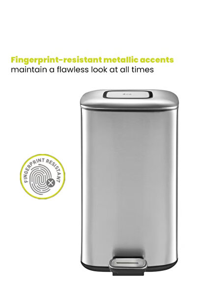 EKO Regent 20l Pedal Bin – Brushed Stainless Steel, Soft-close, Fingerprint-resistant Trash Can