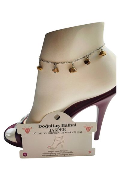 GALATA GIFT Natural Stone Anklet/Bracelet, 20-22cm Extension Chain with 5 Natural Stones Accessories-Card