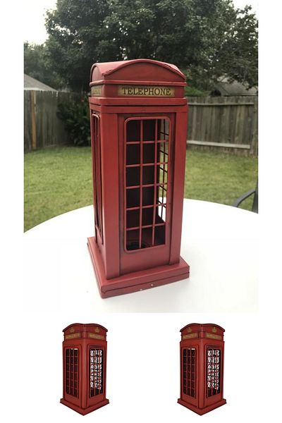 Wolawood Handmade All Metal Telephone Booth Trinket Vintage Retro London Telephone Booth Desktop Gift