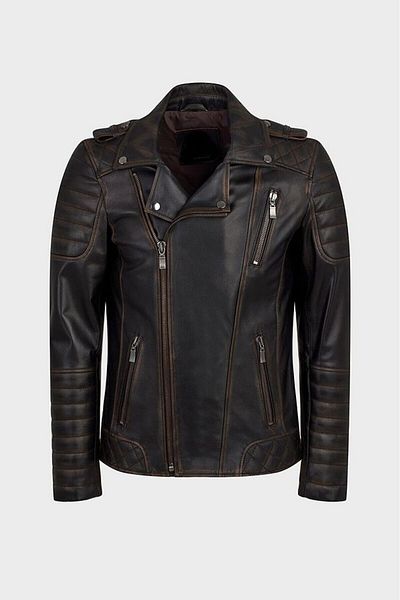 Deri Ceket Real Men's Biker Vintage Antique Leather Coat