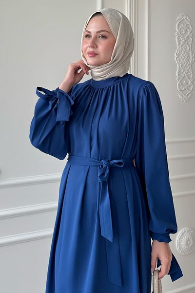 InStyle Μπλε φόρεμα με λουράκι με μανίκια