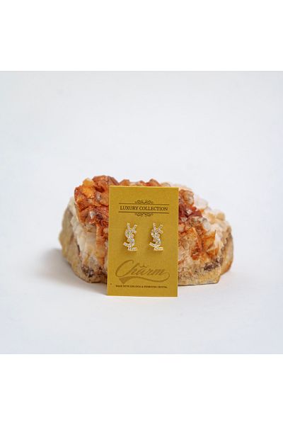 CHARM Small earrings with zirconia – golden decorative symbol – Charm