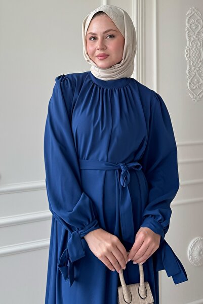 InStyle Μπλε φόρεμα με λουράκι με μανίκια