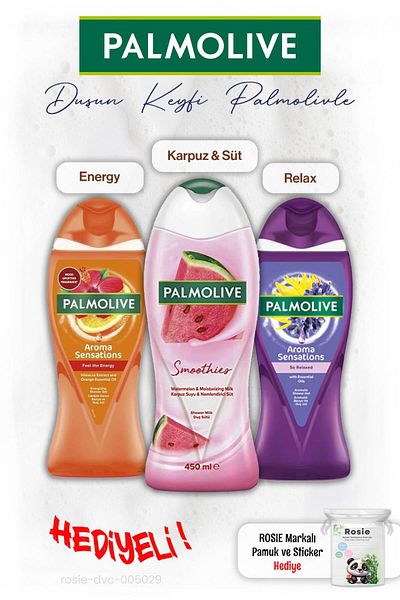 Palmolive 3-Pack Shower Watermelon, Relax and Energy 500 Ml, Rosie Gift